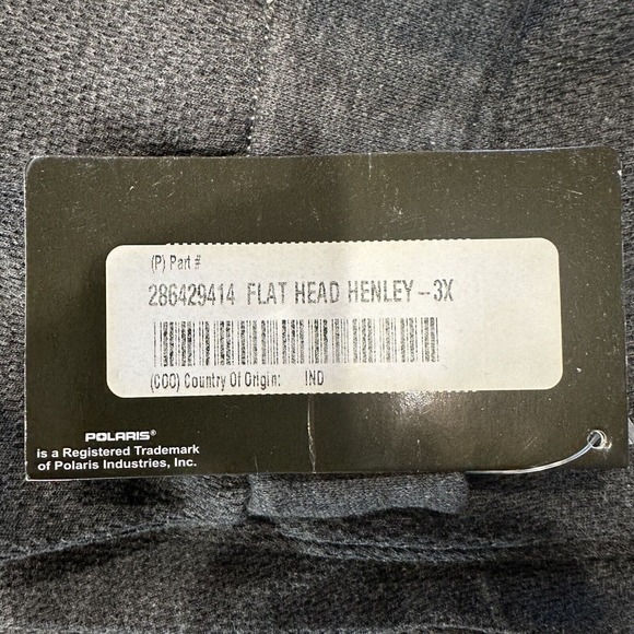 Polaris Ranger Henley Thermal Long Sleeve Casual Thermal Gray 3XL New NWT - Picture 8 of 10